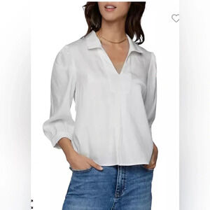 ! Nwt Billy T Emma Collared V Neck Top sz L